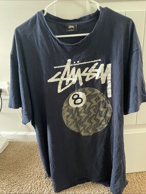 Stussy Navy Graphic 8-Ball Logo Tee